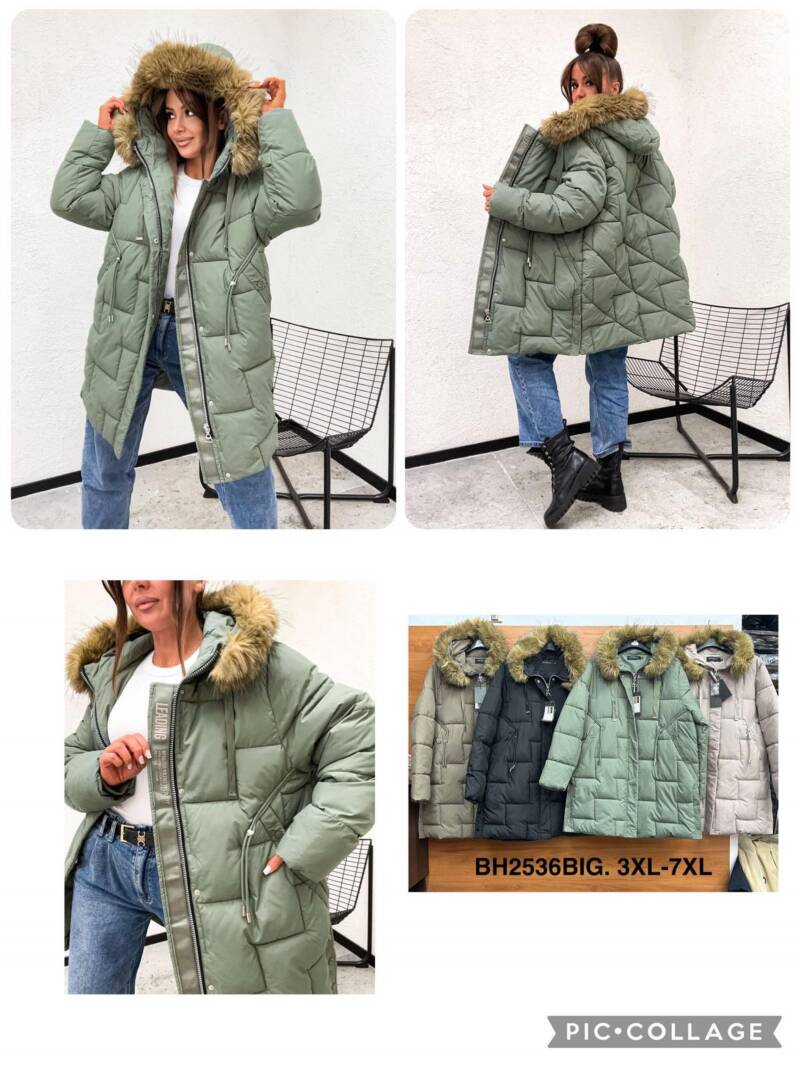 Kurtki damskie zimowe Roz 3XL-7XL, 1 Kolor Paczka 5 szt